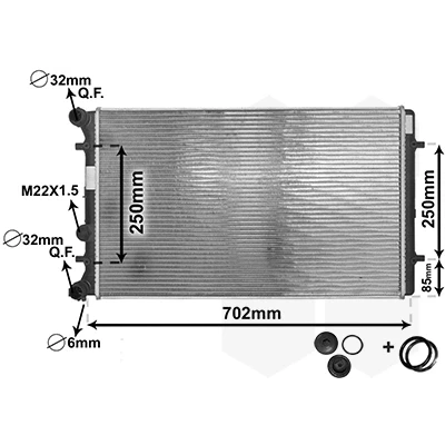Imagen de VAN WEZEL 03002129 Radiador, refrigeración del motor Aluminio 650 400 25 *** IR PLUS con accesorios Aletas soldadas