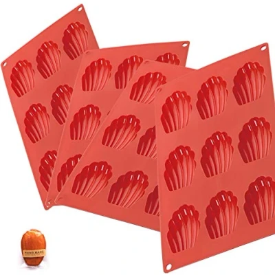 Imagen de Molde De Madeleine, Para Magdalenas Silicona Antiadherente 9 Cavidades Con Forma Concha Magdalenastray Chocolate, Mousse, PudíN, Yogurt Y Congelado Hornear En El Horno