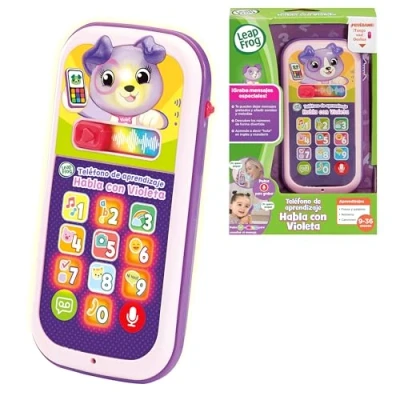 Imagen de Leapfrog VTech Teléfono de Aprendizaje Habla con Violeta, Interactivo, Graba Mensajes y Conversaciones, Desarrollo del lenguaje, Regalo bebés +9 Meses, Versión ESP