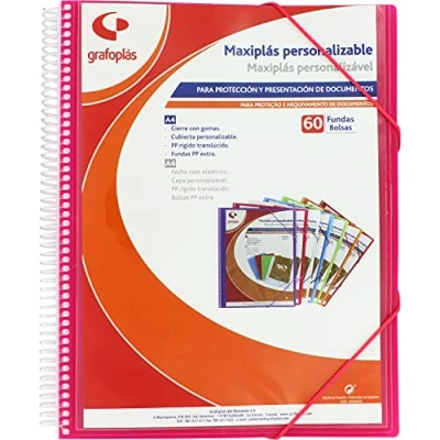 Imagen de Grafoplás 39846054. Carpeta Fundas Personalizable, Maxiplás, 60 Fundas, Fucsia Rosa, 30.8 x 24 22