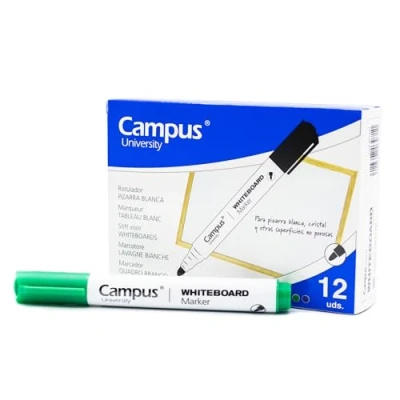 Imagen de Campus Caja de 12 Rotuladores para Pizarra Blanca, con Punta Cónica 2mm, Ideal Escribir en Cristal, Blanca y Otras Superficies Lisas