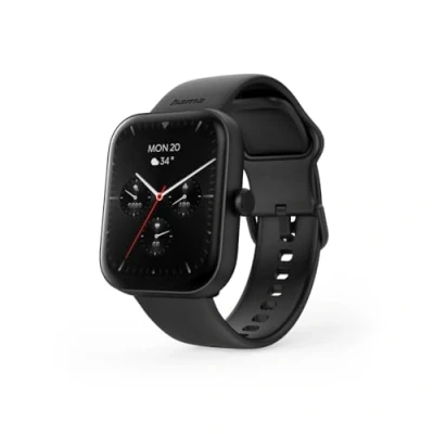 Imagen de Hama Reloj Inteligente para Hombre y Mujer (Smartwatch con Pantalla táctil, 100 Tipos de Actividades. frecuencia Cardiaca, sueño, estrés, calorías) Negro