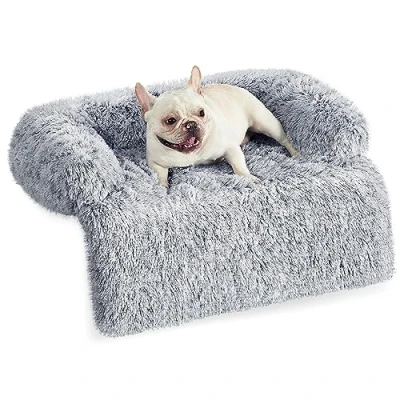 Imagen de Feandrea FluffyHug Cama para Perros, Tela de Felpa, Alfombrilla, Funda Protectora Sofá, Talla M, Perros Pequeños y Medianos, 80 x 75 16 cm, Gris Ombré PGW221G01