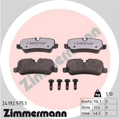 Imagen de ZIMMERMANN 24192.975.1 Juego de pastillas freno preparado para indicador desgaste con tornillos Foto correspondiente a la entrega
