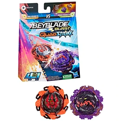 Imagen de Beyblade Burst QuadStrike Dual Pack de 2 peonzas competición Ambush Nyddhog N8 y Chain Poseidon P8 Multicolor