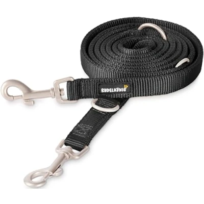 Imagen de Rudelkönig Correa Perro Frida 2,30m Ajustable para Perros medianos y Grandes 2 Metros de Nylon en Negro 2m