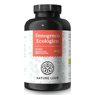 Imagen de NATURE LOVE® Fenogreco Ecológico 240 cápsulas veganas Altamente dosificado con 2600mg por dosis diaria (650mg cápsula) Probado en laboratorio, sin aditivos no deseados, producido Alemania