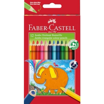 Imagen de Faber Castell 116501 Lápices de color Jumbo triangulares, 5,4 mm, caja 12