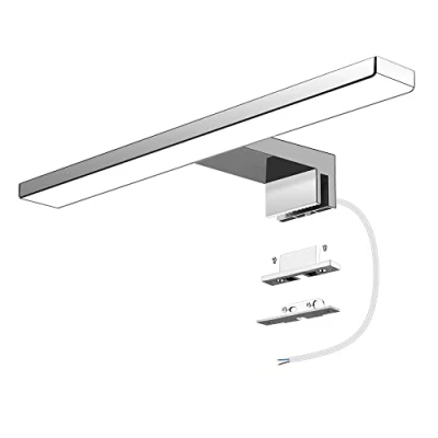 Imagen de Aourow LED Luz Espejo 5W 500 Lúmenes,Lámpara Baño Blanco Frío 6000K,Apliques de Inoxidable IP44,Sin Gabinete Parpadeante Para el Baño, Longitud del Producto:30cm