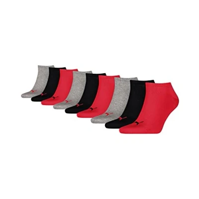 Imagen de PUMA Calcetines unisex para zapatillas (3 unidades), negro/rojo, 39 42