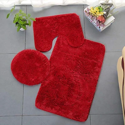 Imagen de Homieco Juego de 3 alfombras baño color sólido, suaves, absorbentes, antideslizantes, y tapa inodoro, lavables a máquina, gris