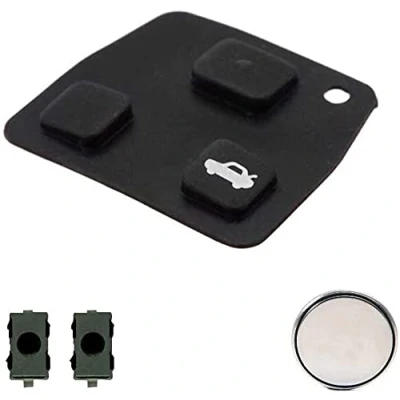 Imagen de Goma de repuesto 2/3 botones Interruptor y batería incluidos Compatible con Toyota Carcasa llavero accesorios funda para llave mando a distancia coche Tasti+Switch2+Batteria