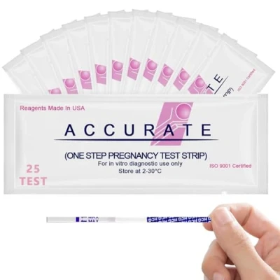 Imagen de 25pcs Tira Reactiva de Embarazo, Tests Prueba Embarazo Sensibilidad 10 mUI/ml, Test Rápido hCG Orina, Detección Temprana Gravidez Disponible