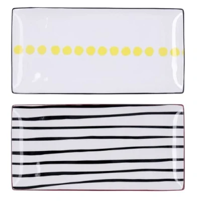 Imagen de Bidasoa Bandeja de Aperitivos Zigzag Rectangular Multicolor Cerámica 30,5 x 15 2 cm