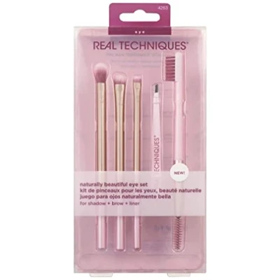 Imagen de REAL TECHNIQUES Set para Maquillaje de Ojos y Cejas Natural Beauty Eye Kit Incluye 5 Accesorios Difuminar, Sombrear, Delinear Definir Ideal Lograr una Mirada Perfecta