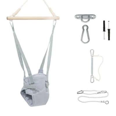 Imagen de MAMOI® Columpio Bebe para Puerta Saltador 100% Eco Gris Claro