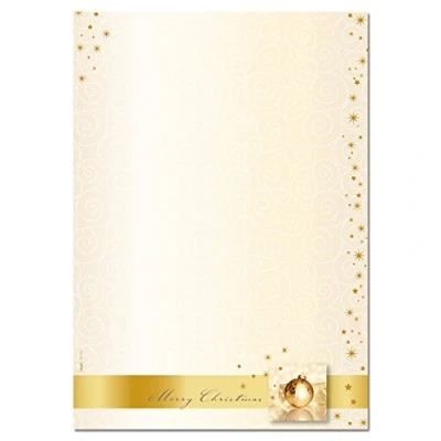 Imagen de SIGEL DP033 Papel navideño, estrellas de Navidad, 21 x 29,7 cm, 90g/m², amarillo y dorado, 100 hojas