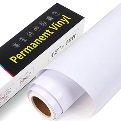 Imagen de Vinilo Permanente Adhesivo 30,5 cm x 305 Rollo de Impermeable Adhesivo, para Cricut, Silhouette Cameo, Plotter, Decoración (Blanco Brillante)
