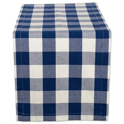 Imagen de DII Colección Buffalo Check Camino de Mesa clásico Granja, Algodón, Azul Marino y Crema, 14x72