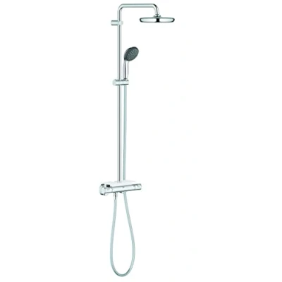 Imagen de GROHE Vitalio Start 210 Sistema ducha termostática con bandeja (ducha mural 21 cm, teleducha 10 cm 2 chorros y flexo 1.75 m), tecnología Water Saving (menos consumo de agua), cromado, 26814001