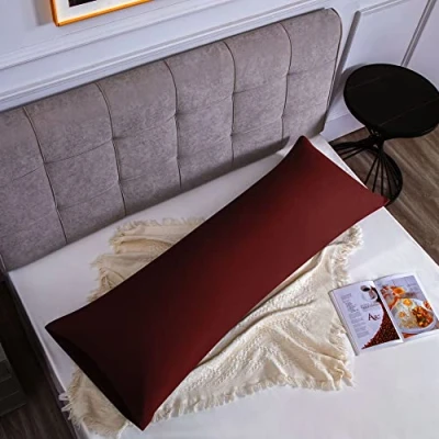 Imagen de Funda de Almohada 100% Microfibra 50 x 135 cm,Fundas Extra Suave Hipoalergénicas Transpirable Borgoña