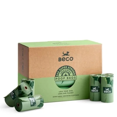 Imagen de Beco bolsas fuertes y grandes para excrementos, 540 (36 rollos de 15), sin perfume, compatibles con dispensadores, color verde, BBG