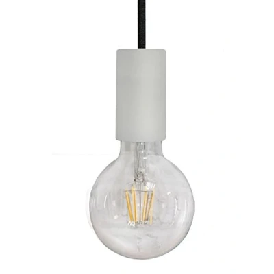 Imagen de wonderlamp W A000003 Portalámparas Colgante Cable Textil E27, Blanco, 180 x 4.5 cm