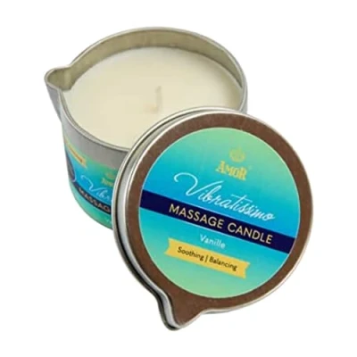 Imagen de VIBRATISSIMO vela de Masajes vainilla 50ml I con olor a relajación hecho materias primas naturales y aceite coco apto para piel sensible Massage Candle
