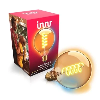 Imagen de innr E27 Filament Globe Bombilla Inteligente LED, Zigbee LED E27, Regulable, Funciona con Hue*/ Home Assistant/Homey/Alexa, Luz Blanco Cálida a Frío, 640lm, 1 Pack