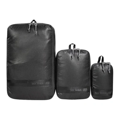 Imagen de Tatonka Juego de 3 bolsas embalaje con cremallera, ultraligeras y ahorradoras espacio, bolsillos en varios tamaños (negro)