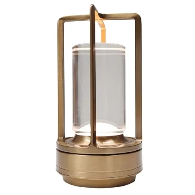 Imagen de LED ATOMANT Lampara metalica para mesa. Encendido y regulable con sensor tactil, Blanco Calido. Batería recargable mediante USB C, Luz nocturna decorativa hogares, restaurantes, hoteles