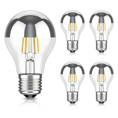 Imagen de ledscom.de 5 piezas bombilla LED E27, A60, blanco cálido (2700 K), 4,1 W, 461lm, espejo de cabeza (plateado)