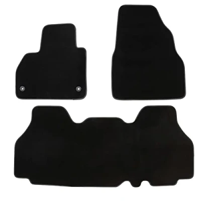 Imagen de DBS 1764138 Alfombrillas de coche A medida para 3 uds. Antideslizante Moqueta en negro 1000 g/m² Aspecto terciopelo Modelo Luxe