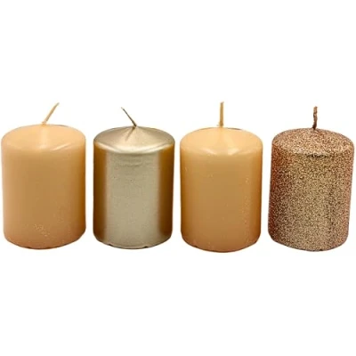 Imagen de Dekohelden24 velas de Adviento, mesa, bloque, mesa en bronce, beige capuchino, contenido del envío: 4 unidades, 5 x 7 cm.