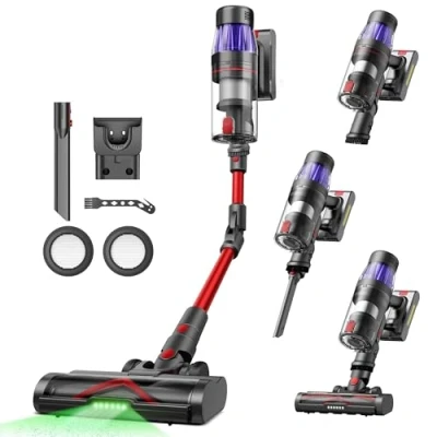 Imagen de Ultenic U16 Flex Aspiradora sin Cable Potente 45Kpa/550W, 60Mins, Aspirador Escoba Vertical con Tubo Flexible, Limpia el Fondo de los Muebles Agacharse, Antienredo, para Alfombra/Pelos Mascota