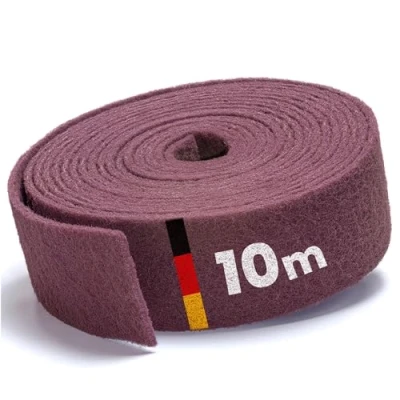 Imagen de PICTORIS Fieltro abrasivo, fabricado en Alemania, 10 m x 100 mm, grano 280, extremadamente duradero gracias a su impregnación única, almohadilla de lijado para madera, metal, acero inoxidable, etc.