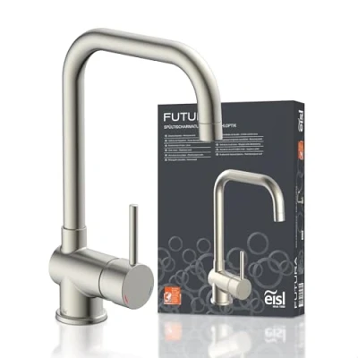 Imagen de EISL NI182GANI FUTURA Grifo monomando para fregadero (caño alto, acabado en acero inoxidable)