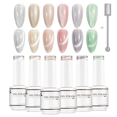 Imagen de Nicedeco Cat Eye Gel Nail Polish Set, UV/LED Soak Off Magnetic Art Manicure Pedicura para uso profesional Larga duración y fácil de aplicar 6 x 8 ml SET 32