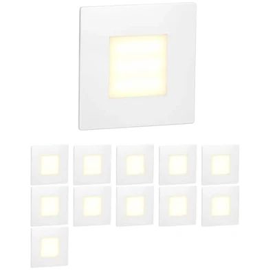 Imagen de ledscom.de 12 LED luz de escalera/luz pared empotrada FEX para interior y exterior, angular, 85 x 85mm, blanco cálido