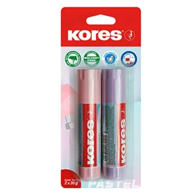 Imagen de Kores pegamento en barra pastel, adhesivo blanco de fuerte sujeción, seguro, no tóxico, para manualidades, suministros escolares, papelería estética, barras pegamento,