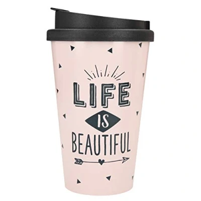 Imagen de Depesche 2180.030 To Go Vaso de plástico con texto Life is Beautiful, 350 ml, multicolor