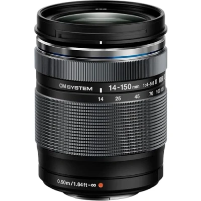 Imagen de Objetivo OM SYSTEM M.Zuiko Digital ED 14 150 mm F4 5.6 II, Zoom estándar, Adecuado para Todas Las cámaras MFT (Modelos &amp; Olympus D Pen, Serie G de Panasonic), Negro