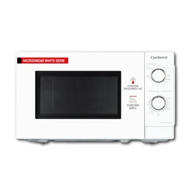 Imagen de Corbero CMICM5020GW Microondas de Libre Instalación Cap. 20 Litros, Color Blanco, Potencia 700 W, Grill, Descongelar, 9 Niv. Potencia, Control Mecánico, Temp. 35 Min, Plato Giratorio 255