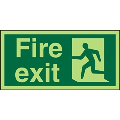 Imagen de Seco Señal Fire Exit Salida de fuego y hombre corriendo izquierda, 200 mm x 100 mm, fotoluminiscente 2 acrílico