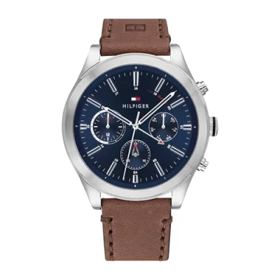 Imagen de Tommy Hilfiger Reloj Analógico de Cuarzo multifunción para hombre con Correa en piel Marrón 1791741