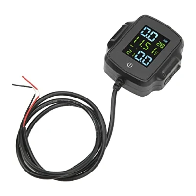 Imagen de TPMS para Motocicleta, Resistencia a la Intemperie Motocicleta con 2 Sensores Externos, Pantalla de Alta Precisión Carga USB 12 V
