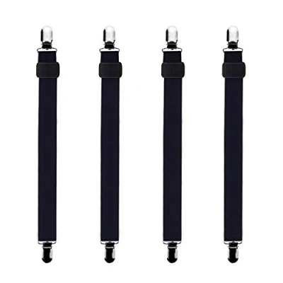 Imagen de Bedecor 4pcs(Extender 30 120 cm) Sujetadores de Hojas,Sujetadores Tirantes Ajustables para sábanas o sofás,Negro