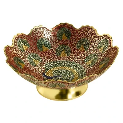 Imagen de Zap Impex Brass Cuenco de frutas multiusos (8 pulgadas), diseño floral