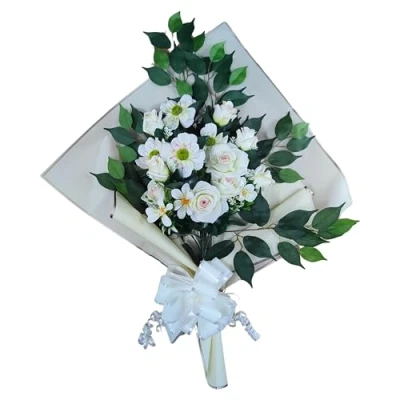 Imagen de DRW Ramo de Flores para Cementerio Artificiales Meter en el Bote Jarron o sobre Sepultura 73x63x20 cm (Rosas Rosas)