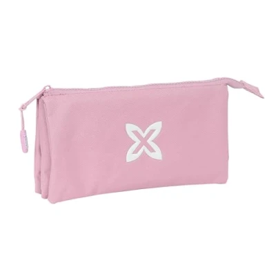 Imagen de Safta Munich BÁSICOS Portatodo Triple, Estuche Infantil, Niño, Ideal para Niños en Edad Escolar, Cómodo y Versátil, Calidad Resistencia, 22x3x12 cm, Color Rosa